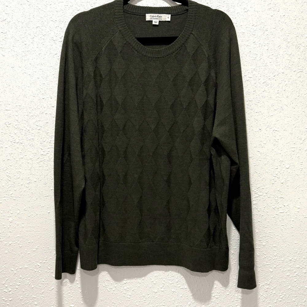 Calvin Klein Italian merino Dark‎ Green Crew Neck Sweater XL